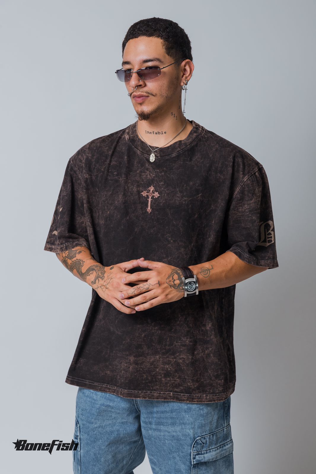 PLAYERA ACID WASH BROWN
